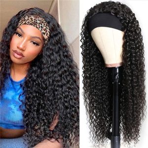 Headband Wigs Human Hair Deep Wave 16 Inch wigs Glueless Headband Wig Deep Wave None Lace Front Wigs Machine Made 150% Density Wigs Curly Hair - Image 7