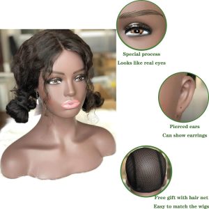 Realistic Female Mannequin Head with Shoulder Manikin PVC Head Bust Wig Head Stand with Makeup for Wigs Display Making,Styling,Sunglasses,Necklace Ear - Image 27