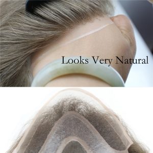 Men's Wig Human Hair Hairpiece Toupee Super Thin Skin Hair Replacement (#7 Light Ash Brown) - Image 4