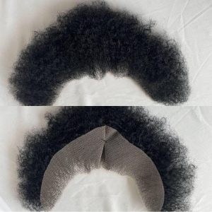 Pwigs Human Hair Lace Afro Curl Face Beard Mustache For American Black Men Realistic Makeup Lace Base Replacement System - Image 7