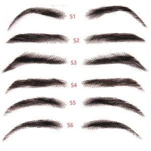 Fake Eyebrow Swiss Lace Invisible Eyebrows For Women and Men Black Color 100% Human Hair Full Hand Tied Eyebrow Hair - Image 4