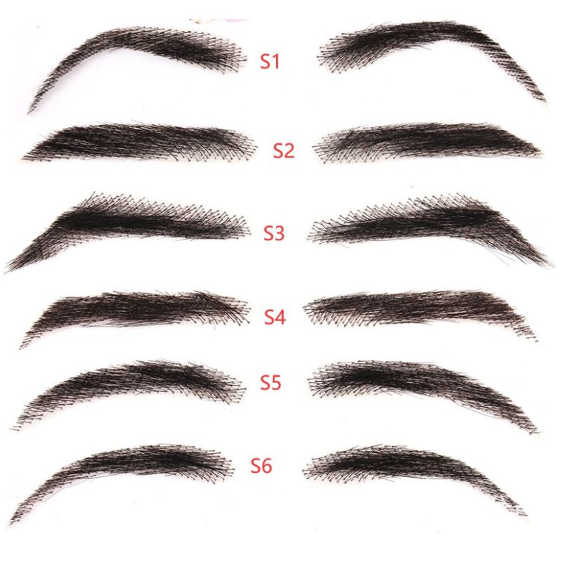 Fake Eyebrow Swiss Lace Invisible Eyebrows For Women and Men Black Color 100% Human Hair Full Hand Tied Eyebrow Hair - Image 4
