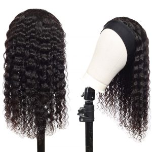 Headband Wig Deep Wave 18 inch Human Hair Wigs None Lace Front Wigs Virgin Hair Machine Made Wigs curly hair Headband for Black Women - Image 7