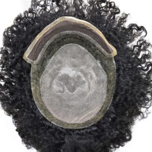 Pwigs Hairpiece Afro American 100% Human Hair System French Lace Natural Hairline Injected Pu Skin With Breathable Holes Layered Lace Top Afro Curly - Image 11