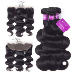 Pre Plucked 13x4 Ear to Ear Lace Frontal Closure Bleached Knots with Hair Bundles Peruvian Body Wave Remy Human Hair Weave Natural Color - Image 4