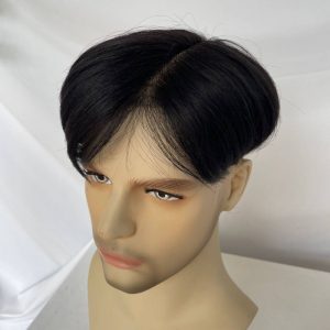Pwigs Toupee for Men 100%Human Hair Toupee Swiss Lace Toupee For Men With NPU Around Clip In Hair System Toupee 1B Color Hair Piece European Human Hair Men Toupee Natural Hairline Hair System Hair Men Wigs - Image 3
