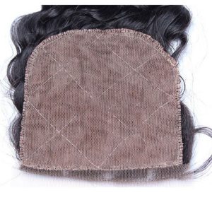 Remy Hair Silk Base Lace Closure Deep Wave Brazilian Hair Piece 4x4inches Natural Color - Image 3