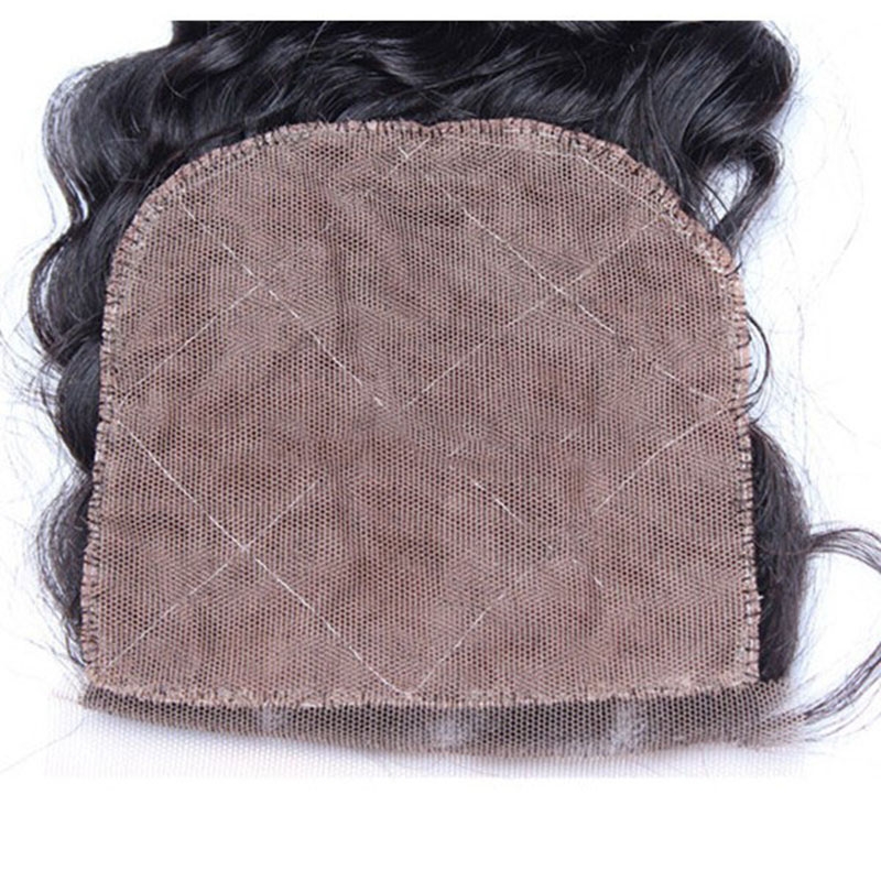 Remy Hair Silk Base Lace Closure Deep Wave Brazilian Hair Piece 4x4inches Natural Color - Image 3