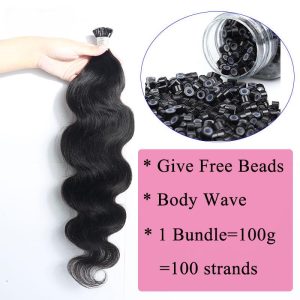 Body Wave Microlinks I Tip Hair Extensions Indian Natural Wavy Virgin Bulk Hair For Women 100% Human Hair For Salon Pwigs - Image 3