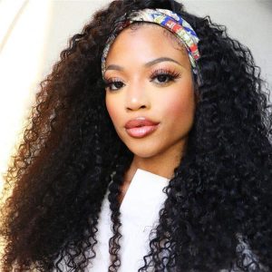 HeadBand Wig Curly Human Hair Wig None Lace Front Wigs for Black Women Deep Wave Machine Made Wigs Natural Color 150% Density - Image 6