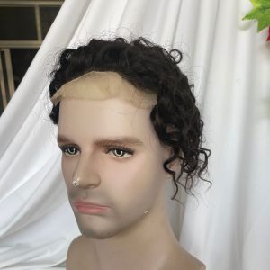 Toupee for Man Lace Front PU Around Men Toupee Loose Curly 14x19 cm 1B Color 100% Human Hair Replacement Systems - Image 4