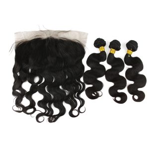 Alternative view of Pwigs Hair Body Wave 13x6 Lace Frontal Closure With Bundles Nature Hair