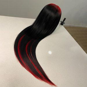 Ombre Lace Front Wig Demon Red & Black Two Tones Long Straight 13x4 Human Hair Lace Wig Colored Human Hair Wigs For Women 150% - Image 5
