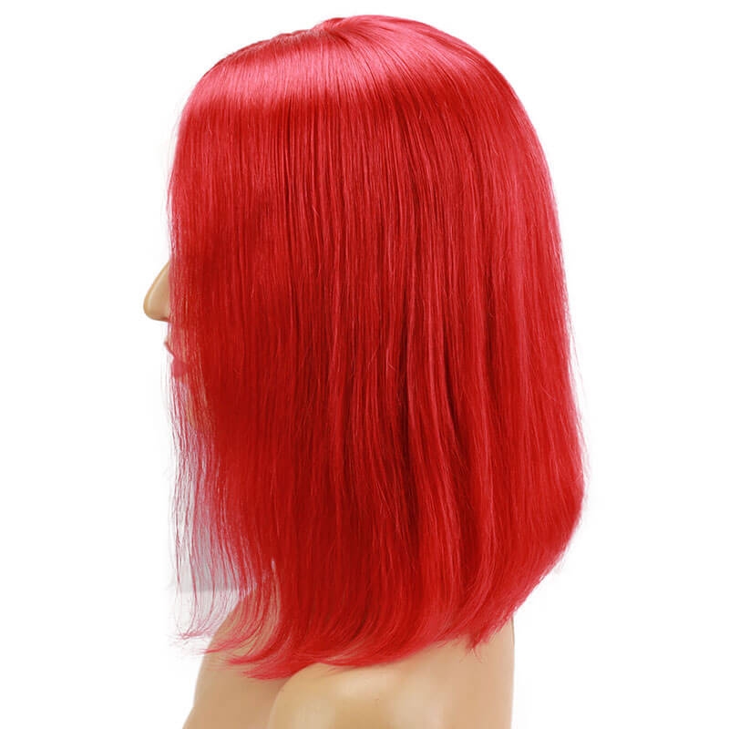 Red Bob Lace Front Wigs 13x6 Human Hair Short Brazilian Hair Wigs For Women Deep Part Middle Bleached Knots With Natural Hair Line - Image 2