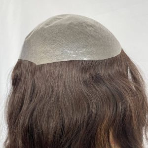 Pwigs Toupee for Men Full Thin Skin PU Cap Base 12inch Long European Human Hair Men Toupee Natural Hairline Hair System 613 Blonde Brown 1B Color Men Wigs - Image 11