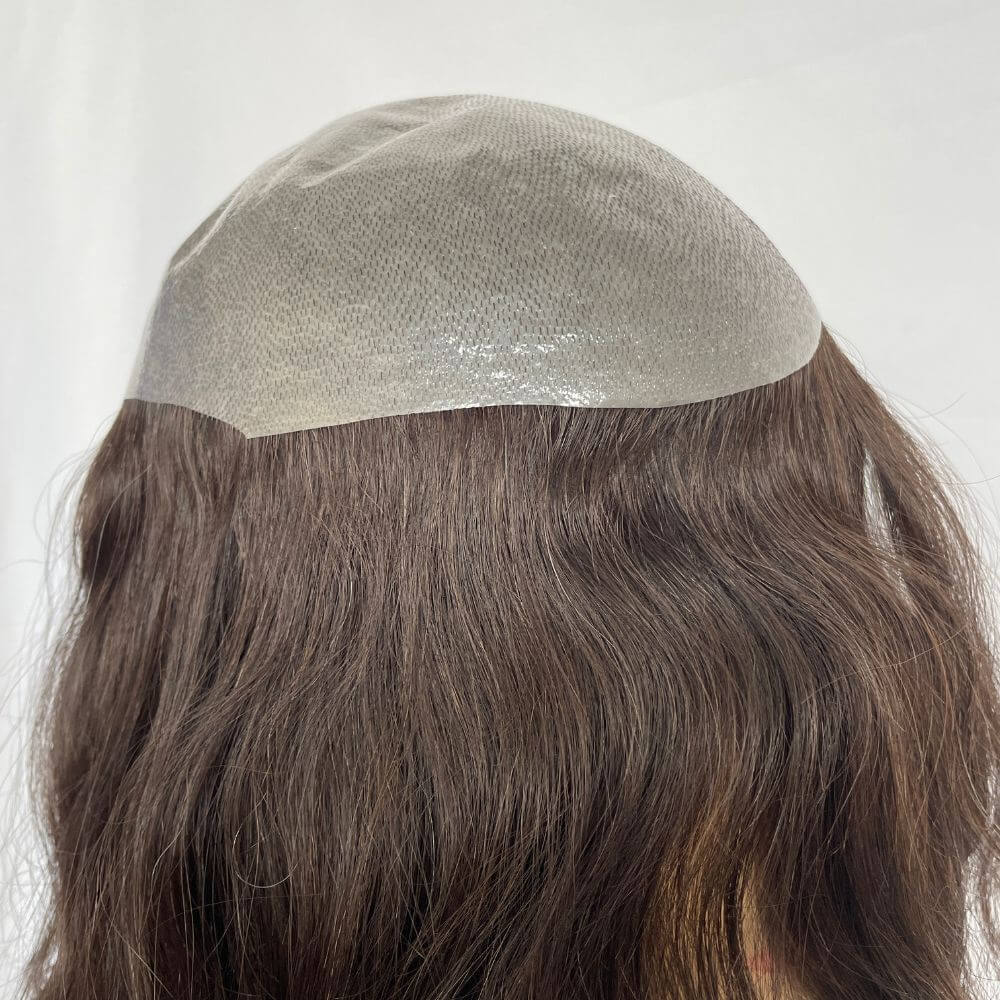 Pwigs Toupee for Men Full Thin Skin PU Cap Base 12inch Long European Human Hair Men Toupee Natural Hairline Hair System 613 Blonde Brown 1B Color Men Wigs - Image 11