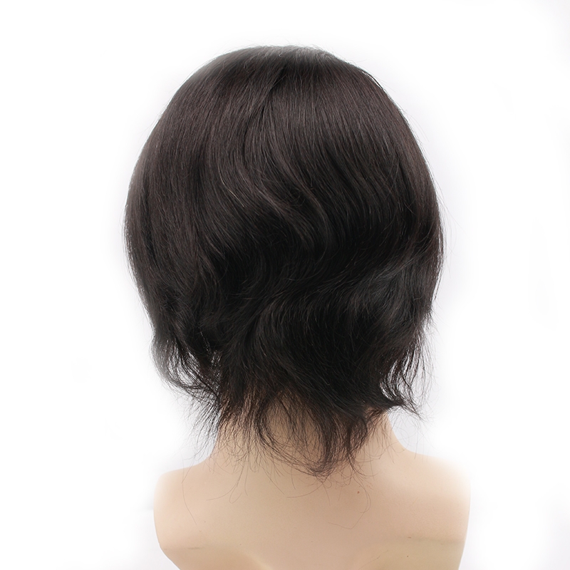 Men's Toupee Human Hair Straight Monofilament Net Base Thin Skin Around with Combs Toupee for Men 1B Color - Image 3