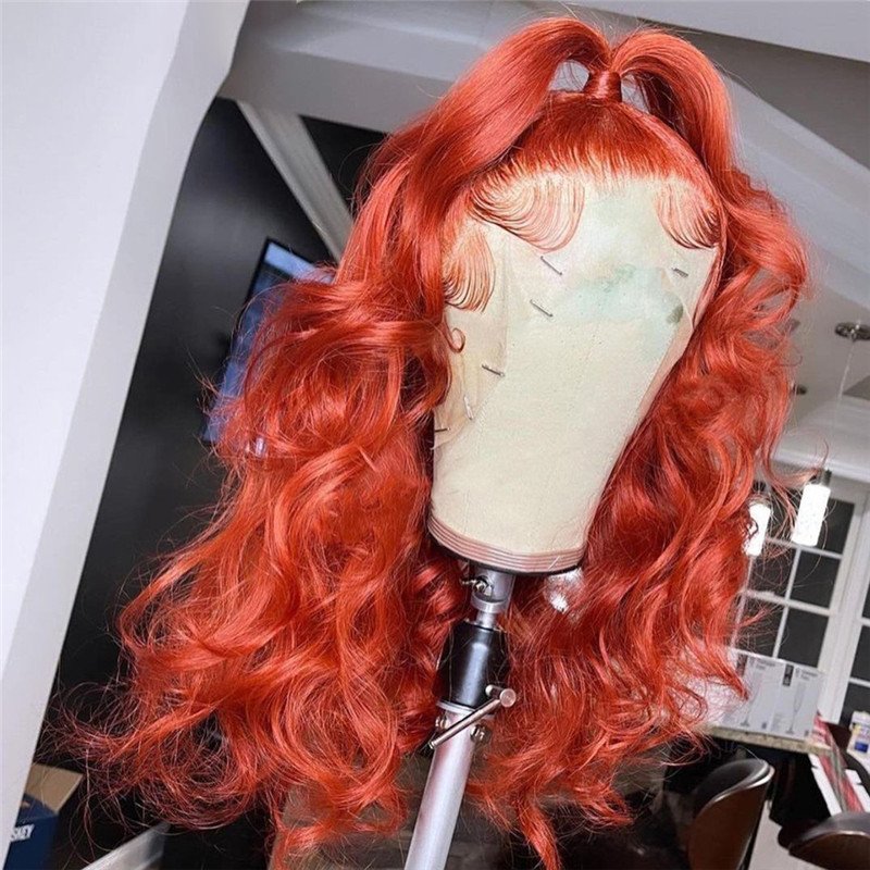 Body Wave Orange Lace Front Human Hair Wigs Brazilian Remy Hair 13x4 Transpare Lace Front Wig Human Hair Wig - Image 3