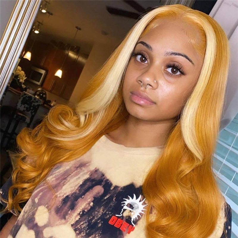 150% Body Wave Honey Blonde Highlight Wig Brazilian 13x4 Lace Front Wig Omber Human Hair Wigs Part Lace Wigs For Women - Image 2