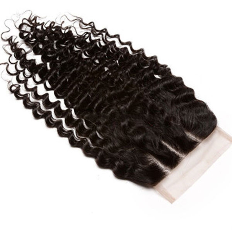 Lace Closure Sew In Weave Kinky Curly Brazilian Remy Hair Lace Closures 4x4inches Natural Color - Image 3