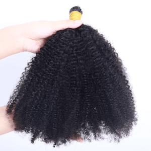 Alternative view of Afro Kinky Curly Coily Microlinks I Tip Hair Extensions Human Hair For Black Women 4B 4C Salon Brazilian Virgin Hair Pwigs