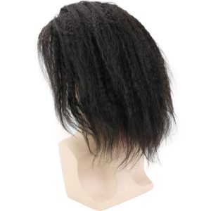 Human Hair Replacement for Men Kinky Straight Stock Toupee Mono Lace and PU Around with Swiss Lace Front 10x8 Base size12inches - Image 6