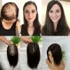 Natural Black 7x13cm Silk Base Human Hair Topper With Clips In Silk Top 100%  Cambodian Human  HairToupee for Women Hairpiece