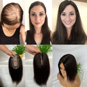 Natural Black 7x13cm Silk Base Human Hair Topper With Clips In Silk Top 100% Cambodian Human HairToupee for Women Hairpiece