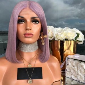 Pink Purple Color Wig Short Bob Lace Front Human Hair Wigs Pre Plucked Colored lace Frontal Wigs for Women Remy Brazilian Hair - Image 4