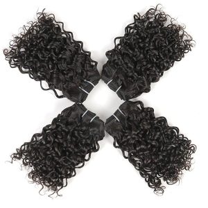 Alternative view of Brazilian Curly Remy Hair with Free Part Lace Closure Kinkys Curly Human Hair Bundles with Closure Hair Natural Color