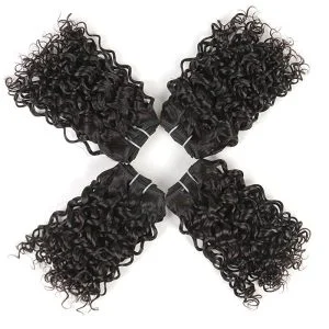 Alternative view of Brazilian Curly Remy Hair with Free Part Lace Closure Kinkys Curly Human Hair Bundles with Closure Hair Natural Color