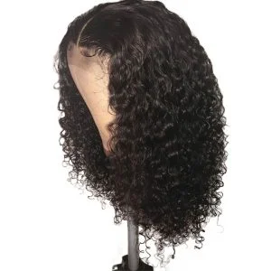 Alternative view of Middle Part Brazilian Natural Color Curly Hair Full Lace Wig Pre Plucked Hair Line With Baby Hair