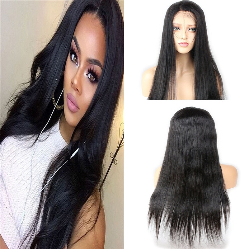 Full Lace Wigs Brazilian Human Hair Glueless Full Lace Wigs Silk Straight Lace Front Wigs Natural Color (26 inch, Lace Front Wigs) - Image 5