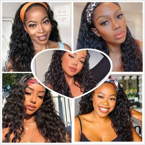 Headband Wig Human Hair Water Wave Headband Wigs For Black Women Brazilian Virgin Hair Wet and Wavy Headband Wig - Image 7