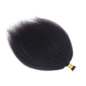 Alternative view of Brazilian Afro Kinky Straight I Tip Microlinks Hair Extensions Human Hair 100% Virgin Hair For Women Yaki Bulk Hair Pwigs