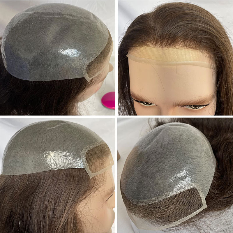 Swiss Lace Men's Toupee Lace Front Men Wig Replacement System Human Hair wig style for men Bleached Knots 10x8inch Long Hair 12''Long Hair Toupee - Image 6