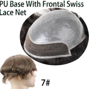 Hairpieces Replacement System For Men Swiss Lace Net With Half Pu Around Hair 100% European Remy Human Hair 10x8 - Image 20