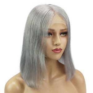Alternative view of Deep Middle Part Bob Lace Front Wigs Grey 13x6 Human Hair Wigs For Women Natural Baby Hair Pre-Plucked Natura Hair Line
