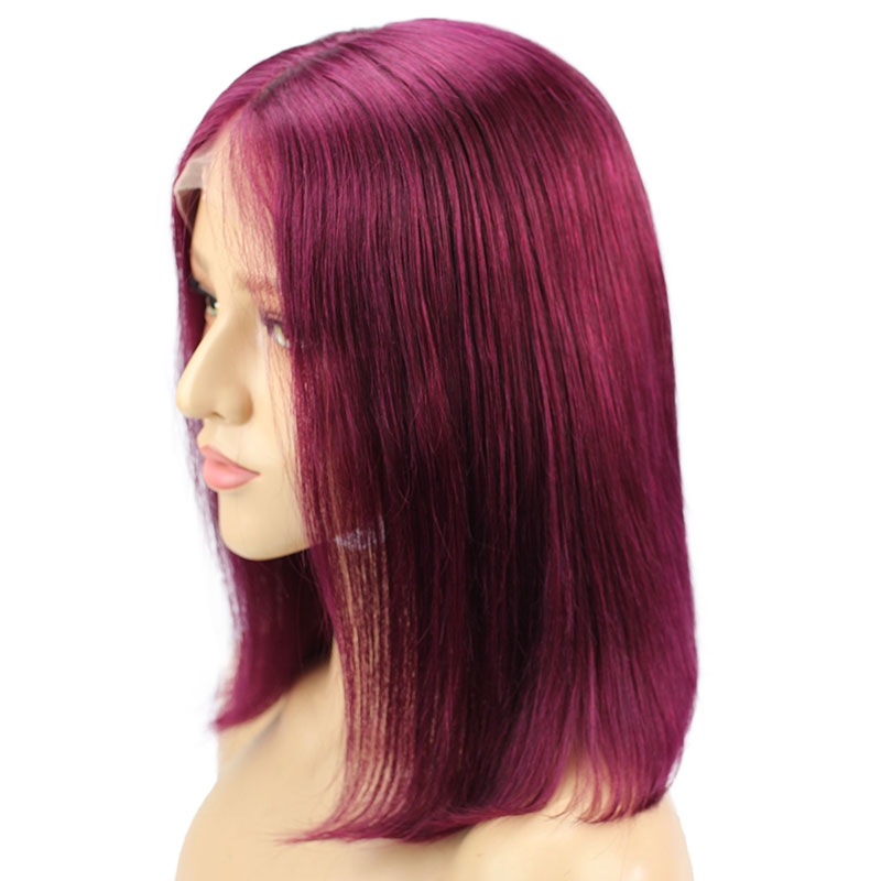 13x6 Short Bob Lace Front Wigs Human Hair Middle Part Deep Brazilian Human Hair Glueless Wigs Baby Hair - Image 4