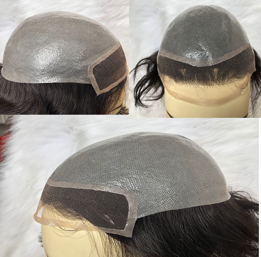 Toupee for Men 100% Human Hair Swiss Lace Front Hair Pieces PU V-looped Men's Hair Replacement System 1B Mixed 80% Grey Hair - Image 17