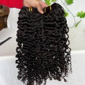 Alternative view of Pwigs Burmese Curly Brazilian Remy Human Hair Weft Hair Weave Bundles 12A Hair Products Curly Human Hair Extensions