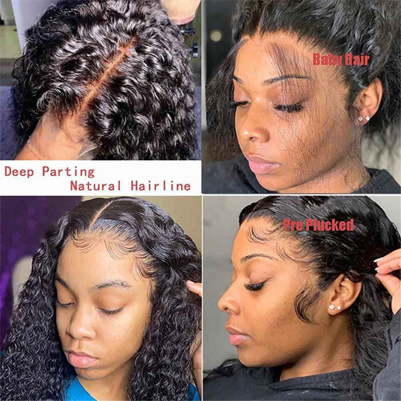 360 Lace Frontal Kinky Curly 150% Density Natural Hairline Beach Curl Human Hair Wigs - Image 4