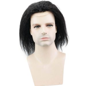 Human Hair Replacement for Men Kinky Straight Stock Toupee Mono Lace and PU Around with Swiss Lace Front 10x8 Base size12inches - Image 5