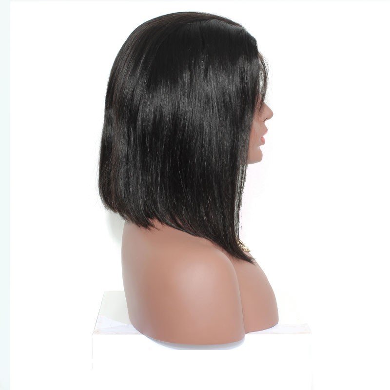 250% Density Short Straight Human Hair Bob Wig For Women Natural Color Lace Front Human Hair Wigs - Image 4