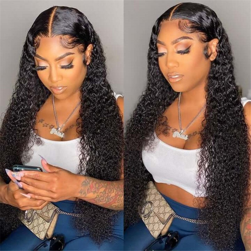 Curly Lace Front Human Hair Wigs 13*6 Hd Transparent Pre-Plucked 10 - 30 Inch For Sale