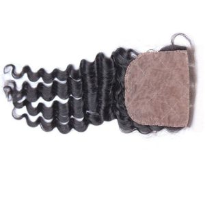 Remy Hair Silk Base Lace Closure Deep Wave Brazilian Hair Piece 4x4inches Natural Color - Image 4