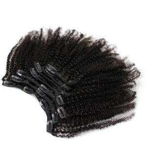 Alternative view of Afro Kinky Curly Clip In Human Hair Extensions Human Natural Color Hair For Women