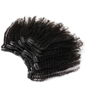 Alternative view of Afro Kinky Curly Clip In Human Hair Extensions Human Natural Color Hair For Women