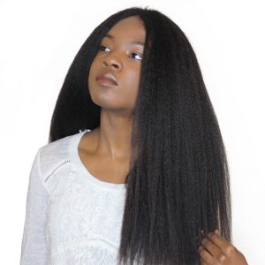 Natural Color Brazilian Human Hair Kinky Straight Wig Lace Front Wigs With Baby Hair Pre Plucked Hair Line