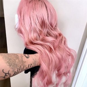 Alternative view of Body Wave Pink Colored Human Hair Wigs For Women Malaysian Remy Hair Brown Blonde Ombre Highlight HD Lace Front Wig Transparent